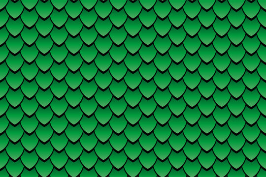 Seamless geometric pattern, snake fish, mermaid, dragon scales. Minimal abstract texture in green color, animal vector background for your design, cover and wallpaper