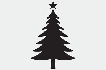 A simple  black silhouette of a Christmas tree.