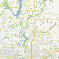 Map of Noblesville in Indiana in a normal road map style. Contains layered vector with roads water, parks, etc.