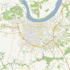 Obraz premium Map of Owensboro in Indiana in a normal road map style. Contains layered vector with roads water, parks, etc.