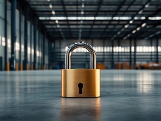 Fototapeta premium High-security padlock designed for commercial warehouse protection against unauthorized entry