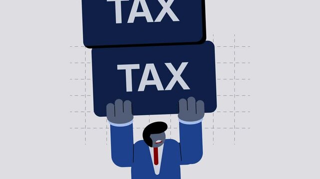 2d animation concept of being burdened by taxes
