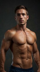 Fototapeta premium Athlete’s muscle with a focus on tissue growth and recovery.