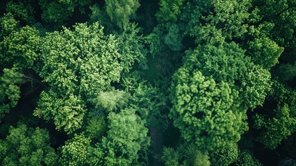 Naklejka premium Lush green forest with dense foliage and rich biodiversity.