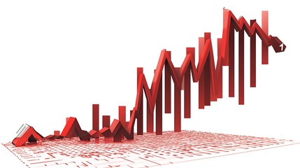 A stock market crash represented by a digital chart with sharp downward red trends