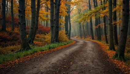 Obraz premium Autumn forest path.