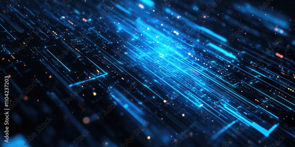 Poster glowing digital pathways overlapping each other in a futuristic cyber world image.