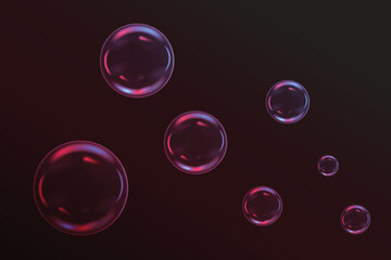 colored soap bubbles on a dark background vector illustration