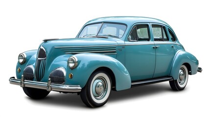 Vintage Old Car from the 1940s, on White Background, Wallpaper, Cover and Screen for Smartphone, PC, Laptop, 9:16 and 16:9 Format