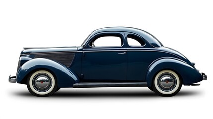 Obraz premium Vintage Old Car from the 1940s, on White Background, Wallpaper, Cover and Screen for Smartphone, PC, Laptop, 9:16 and 16:9 Format
