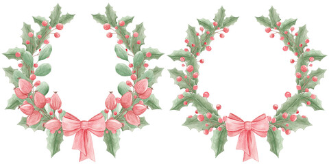 Christmas wreath, festive mood, coziness. New Year. Merry Christmas. Christmas decor. Winter holidays. December, January. Sprig. Wreath. Winter. Sprig of mistletoe.