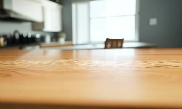 Camera moving left on empty kitchen counter