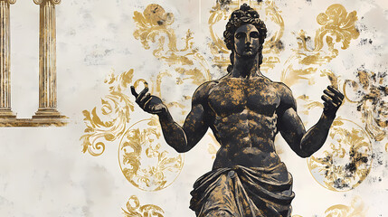 Obraz premium A hand painted watercolor illustration of ancient greek person