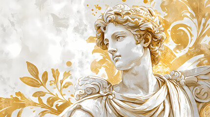 Naklejka premium A hand painted watercolor illustration of ancient greek person