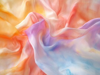 Obraz premium Colorful flowing silk scarf on display
