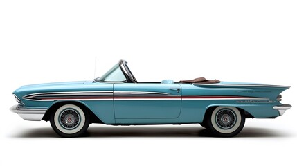 Vintage Old Car from the 1960s, on White Background, Wallpaper, Cover and Screen for Smartphone, PC, Laptop, 9:16 and 16:9 Format