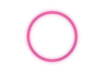 Pink neon circle with a glowing effect, perfect as a design element or decorative frame
