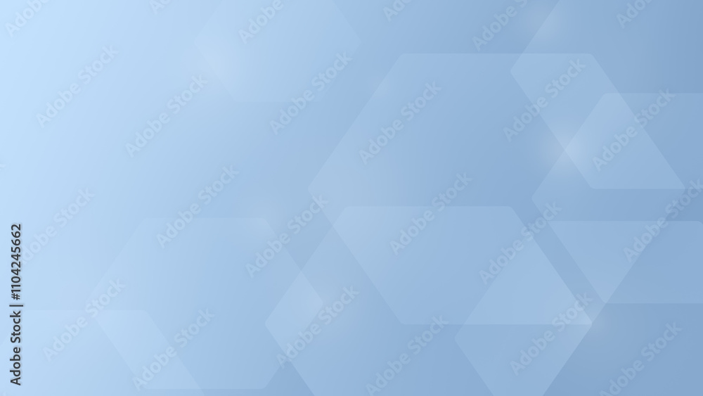 Poster transparent hexagons on light blue color gradient background. abstract, modern and geometric high re