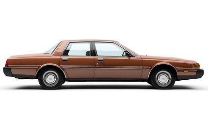 Vintage Old Car from the 1980s, on White Background, Wallpaper, Cover and Screen for Smartphone, PC, Laptop, 9:16 and 16:9 Format