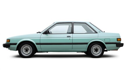 Vintage Old Car from the 1980s, on White Background, Wallpaper, Cover and Screen for Smartphone, PC, Laptop, 9:16 and 16:9 Format