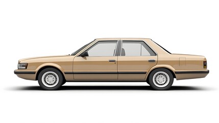 Fototapeta premium Vintage Old Car from the 1980s, on White Background, Wallpaper, Cover and Screen for Smartphone, PC, Laptop, 9:16 and 16:9 Format