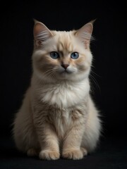 Obraz premium Baby Birman cat standing, isolated on black background.