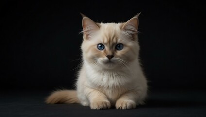 Obraz premium Baby Birman cat standing, isolated on black background.