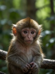 Fototapeta premium Baby macaque in the wild.