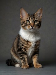 Obraz premium Baby Manx cat standing, isolated on a white background.