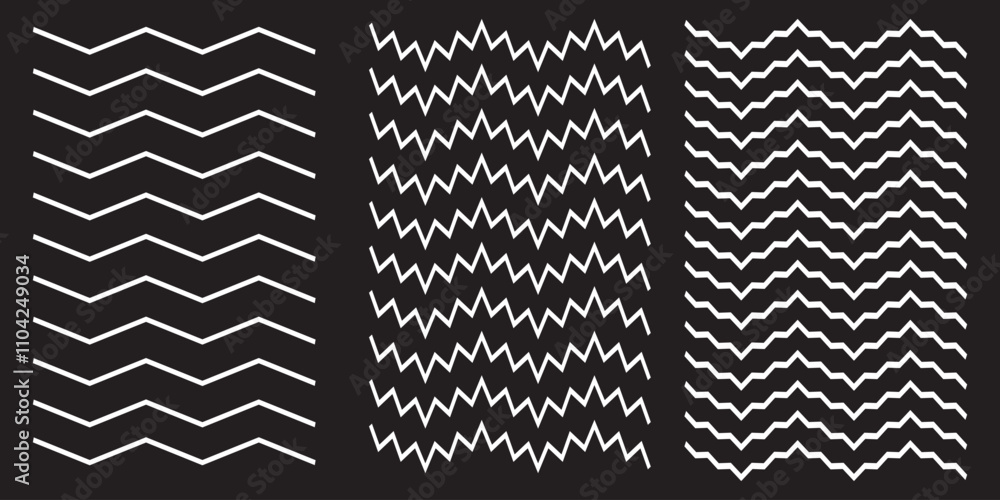 Poster wave line and wavy zigzag pattern lines. vector black underlines, smooth end squiggly horizontal cur