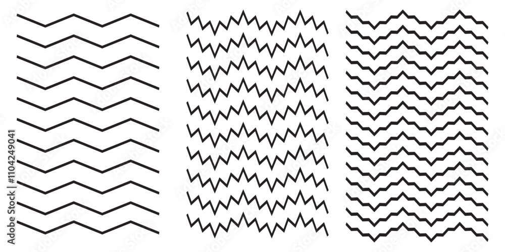 Poster wave line and wavy zigzag pattern lines. vector black underlines, smooth end squiggly horizontal cur