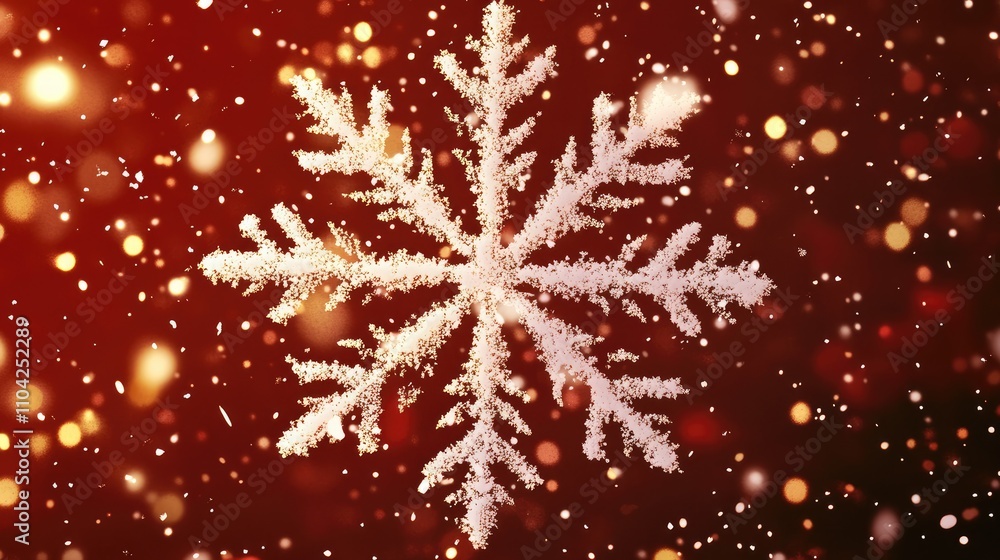 Poster delicate snowflake floats gently against a vibrant backdrop of shimmering lights, creating a magical