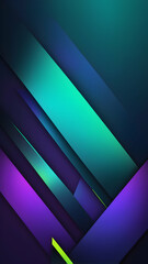 Obraz premium Royal Purple, Aqua Blue, Lime Green Vertical Dynamic Geometric Abstract Design with Neon Glow, Grainy Texture, and Smooth Color Transitions