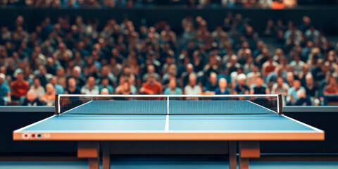 Table tennis tournament with energetic audience and focused game atmosphere