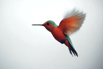 Fototapeta premium Red and Green Hummingbird in Flight