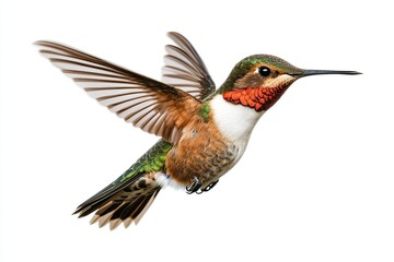 Fototapeta premium Red and Green Hummingbird in Flight