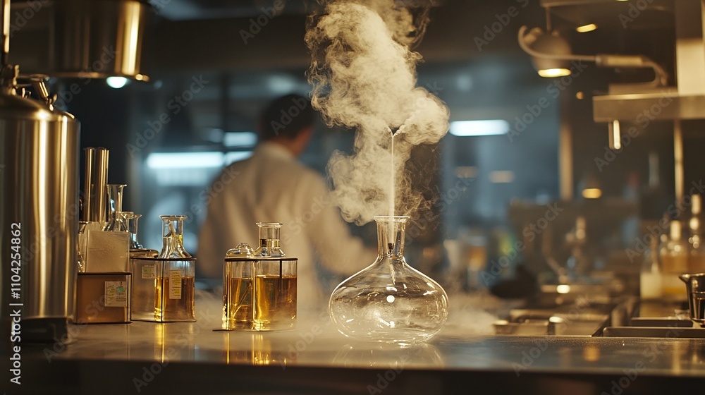 Poster a molecular gastronomy lab where flavors are deconstructed into pure concept studied by scientists w