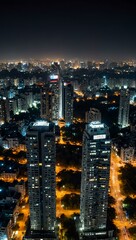 Bangalore cityscape aerial view at night.