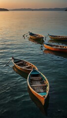 Obraz premium Banka boats floating on the sea.