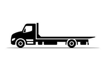 Tow truck icon. Black silhouette. Side view. Vector simple flat graphic illustration. Isolated object on white background. Isolate.