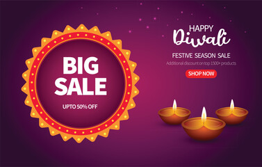 Happy diwali festive season sale background vector illustration 