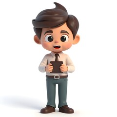 Surprised Office Worker Holding Clipboard
