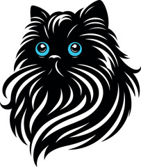 A Persian cat head silhouette and logo design