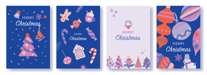 Cristmas card holiday design, New year flyer with decorative elements