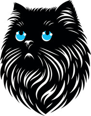 Persian cat head silhouette and icon , highlight their graceful design 
