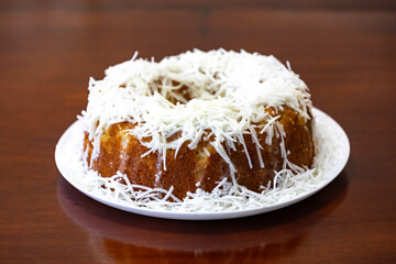 Traditional rustic fluffy coconut cake