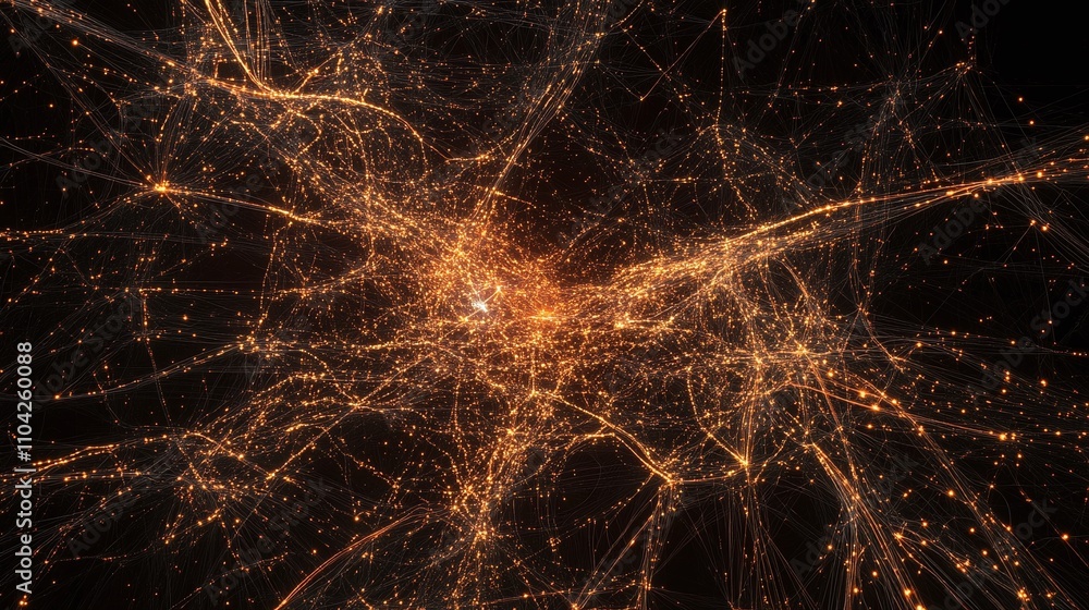 Aufkleber a social network visualized as an infinite city where data flows through streets made of light while