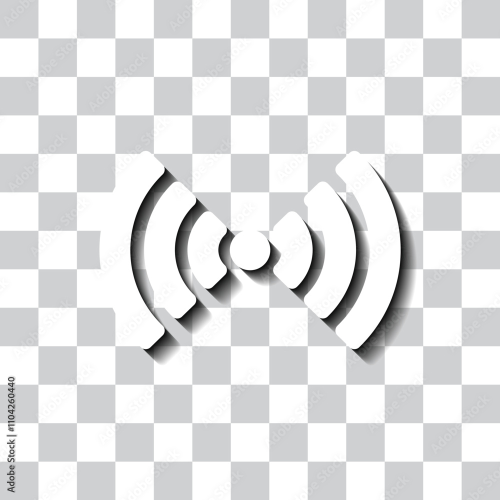 Poster wifi simple vector icon. flat design. white with shadow on transparent grid