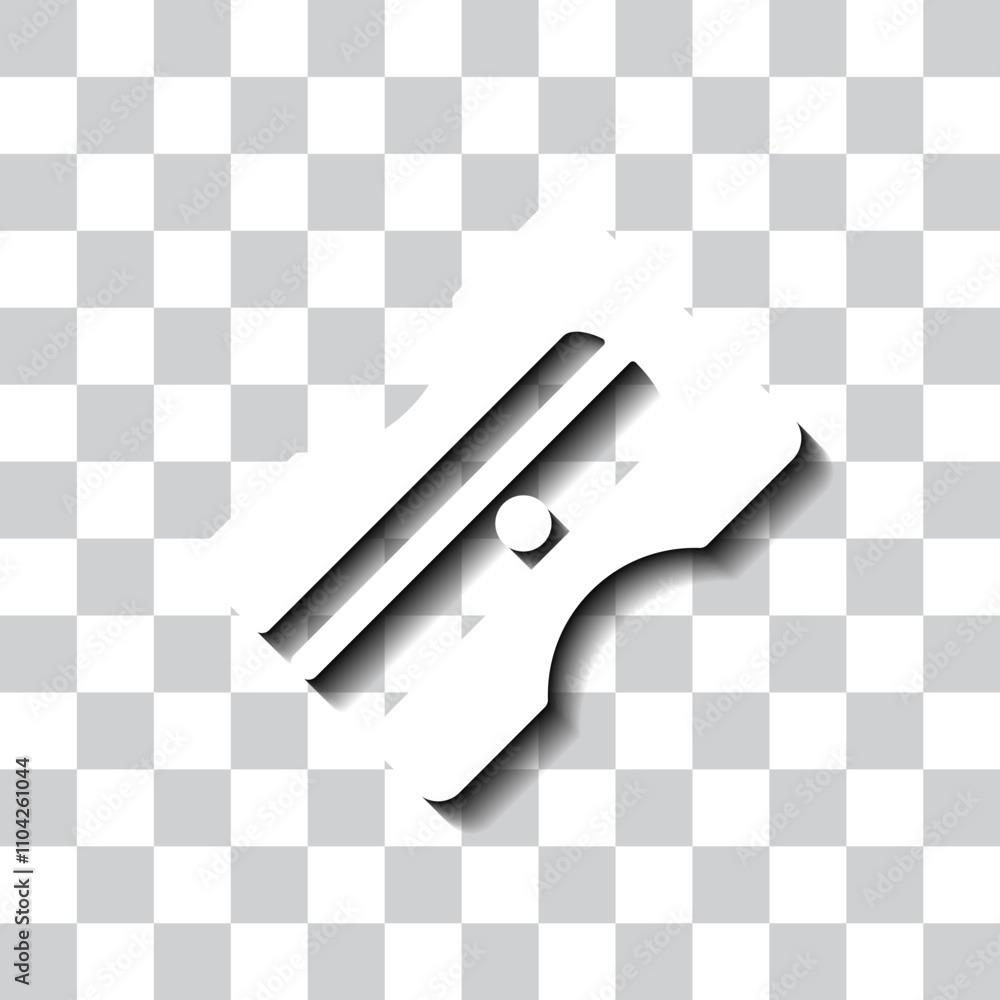 Poster sharpener simple vector icon. flat design. white with shadow on transparent grid