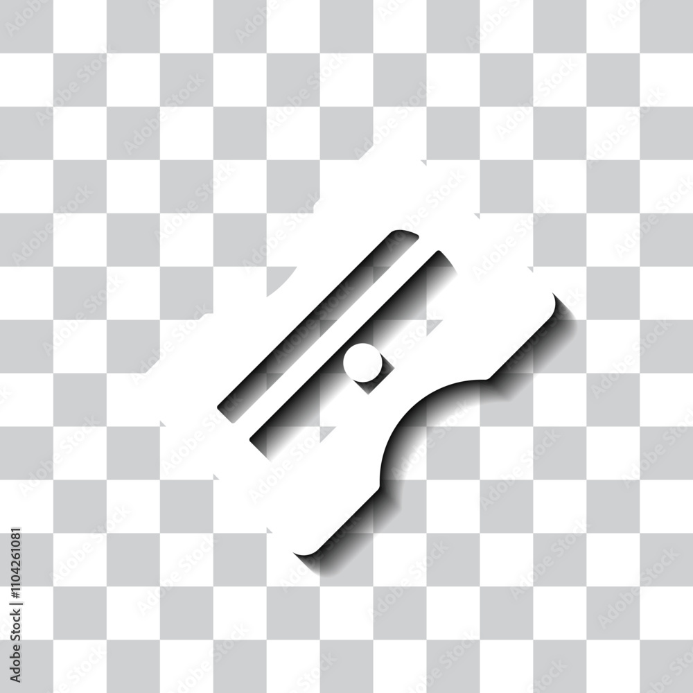 Poster sharpener simple icon vector. flat design. white with shadow on transparent grid
